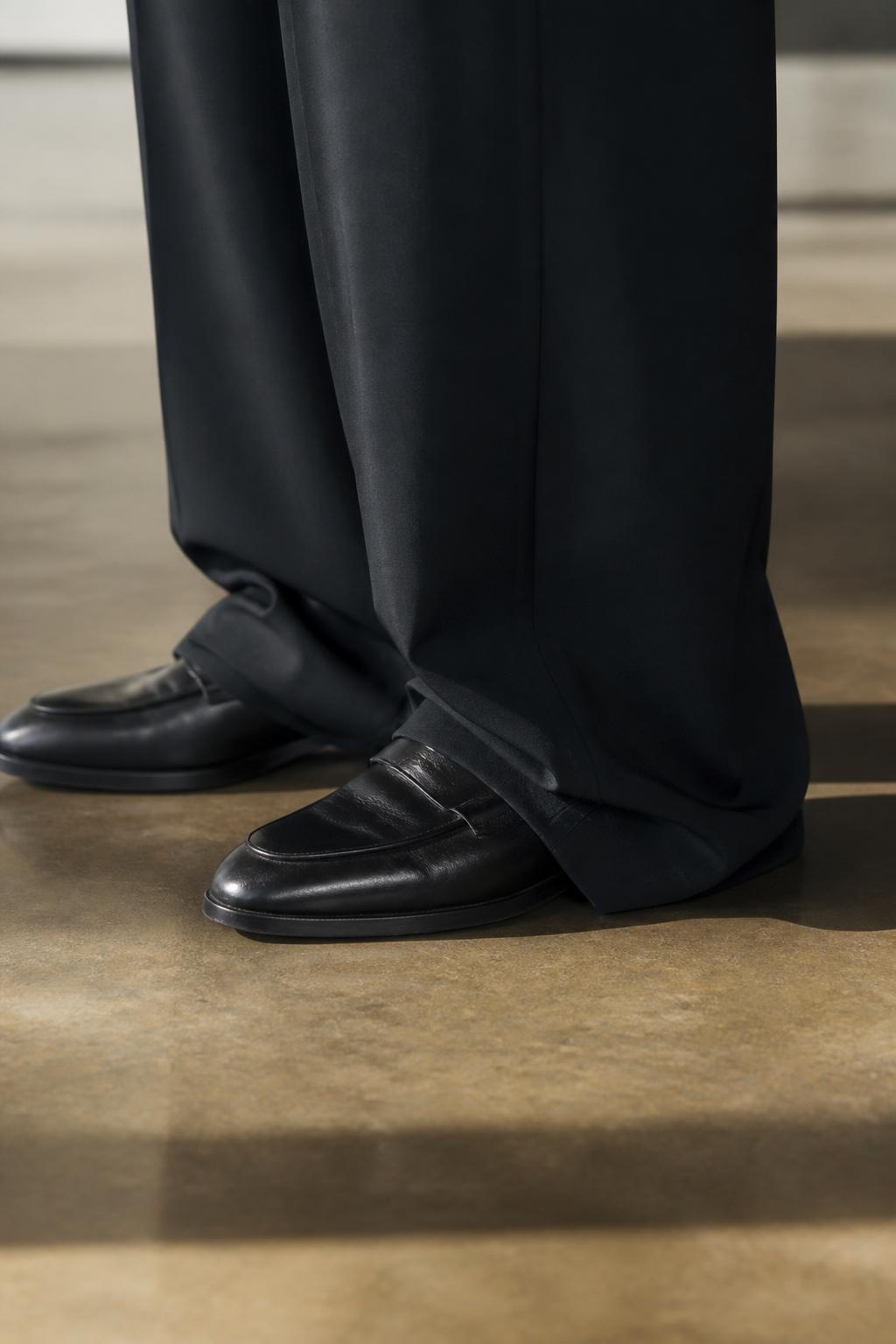 Close-up of the wide straight trouser hem