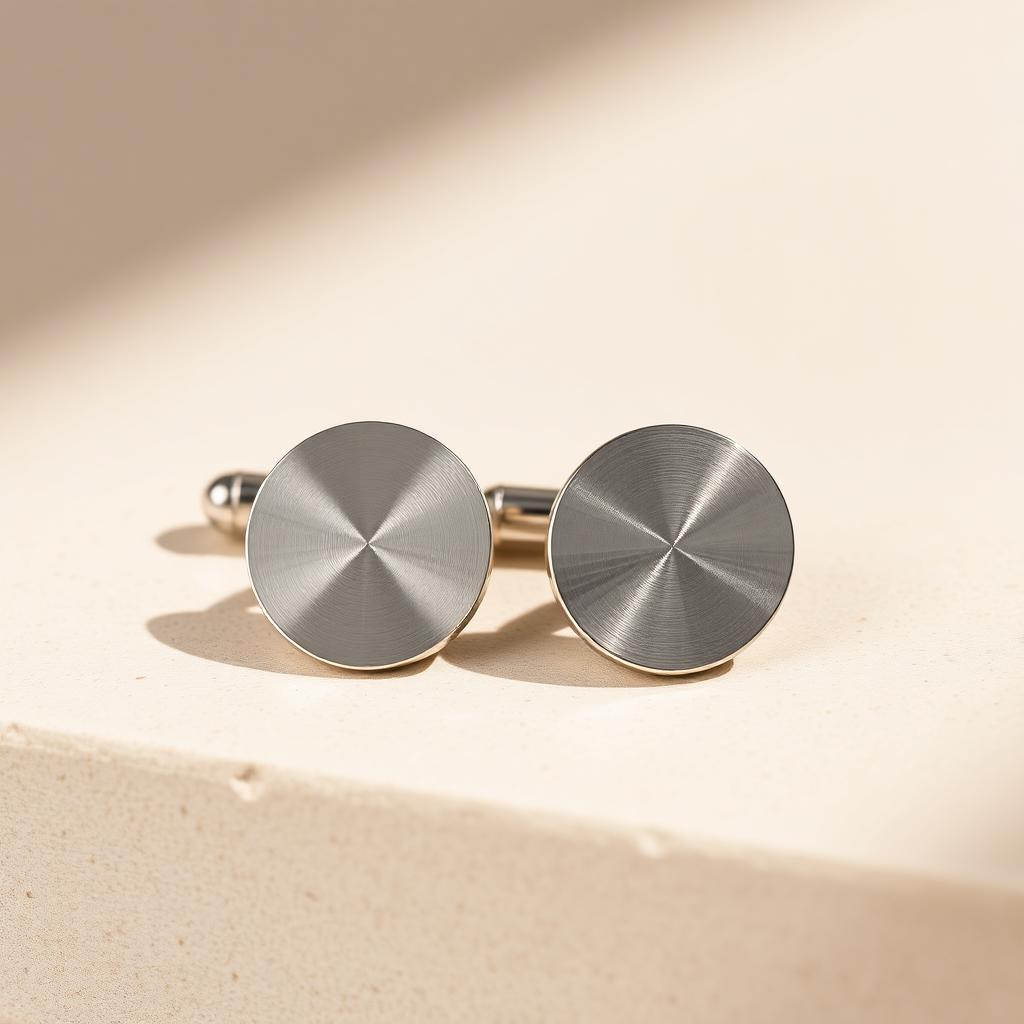 The UNSTRCT Minimal Cufflinks in Brushed Silver, laid flat