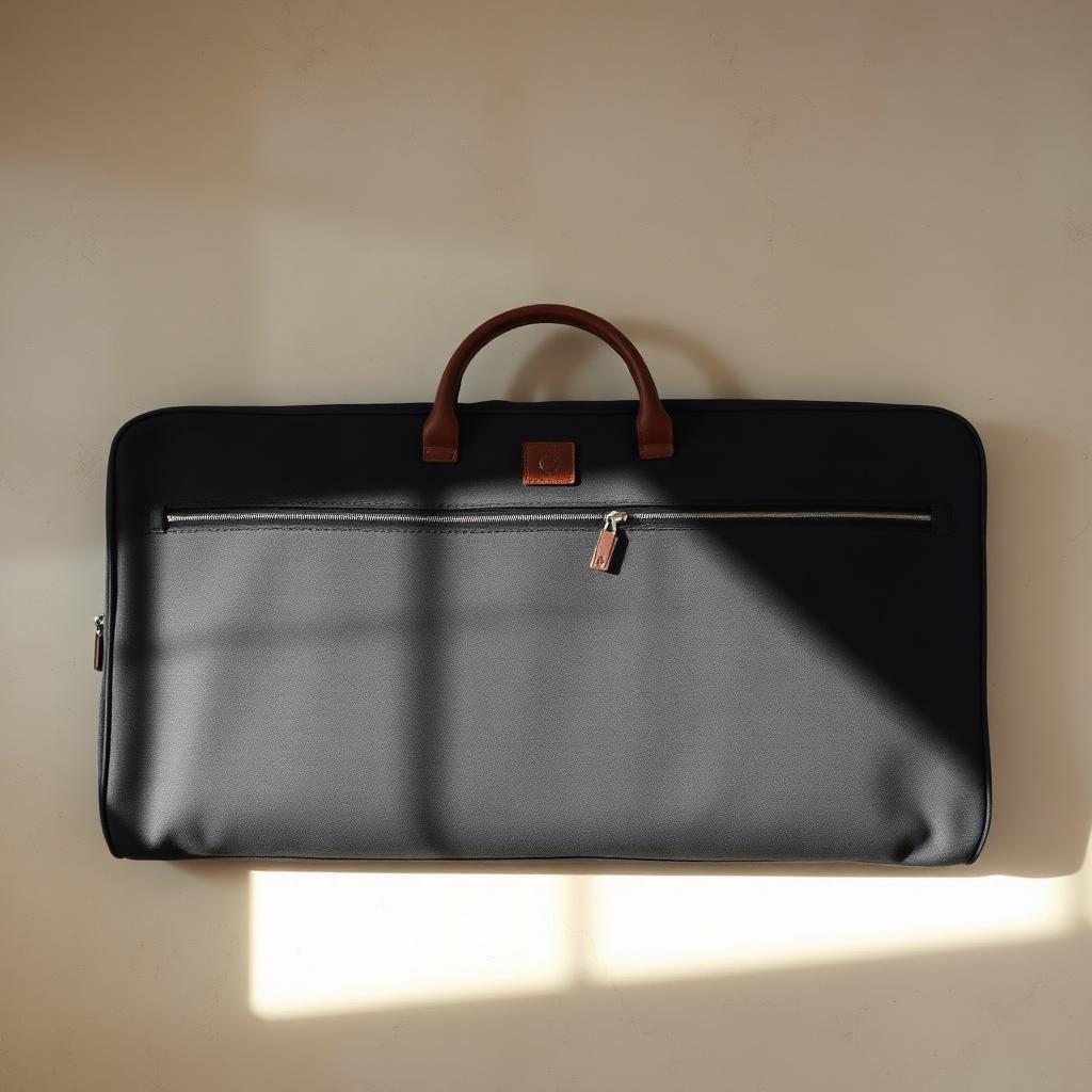 The UNSTRCT Garment Bag in Charcoal, laid flat