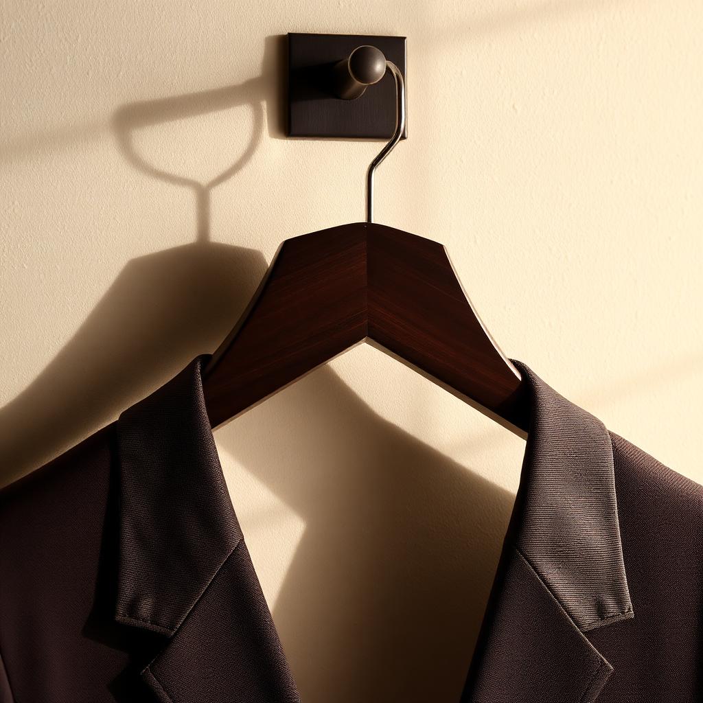 The UNSTRCT Wide Suit Hanger in Walnut, laid flat
